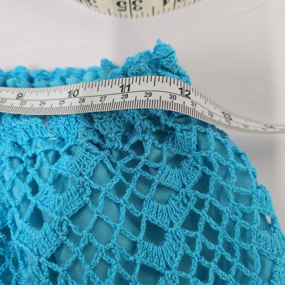 Vintage Amanda & Amanda Crochet Knit Matching‎ Set Top Skirt Blue Size Medium - Picture 8 of 10
